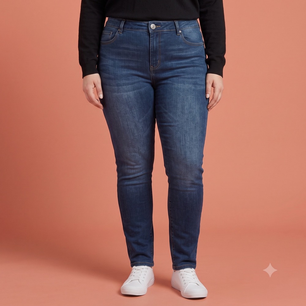 CG Jeans Women's Plus Size 18W‎ Dark Wash Slim Straight Denim Stretch EUC
